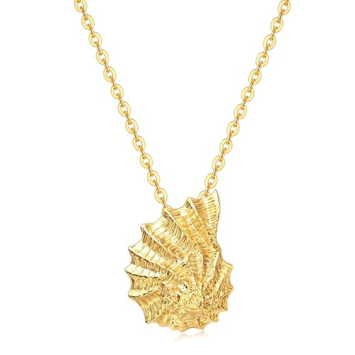 Dixbix Shell Seashell Necklace for Women,Chunky Gold Beach Conch Shell Necklaces Gifts for Women (Seashell Gold-Plated) | Amazon (US)