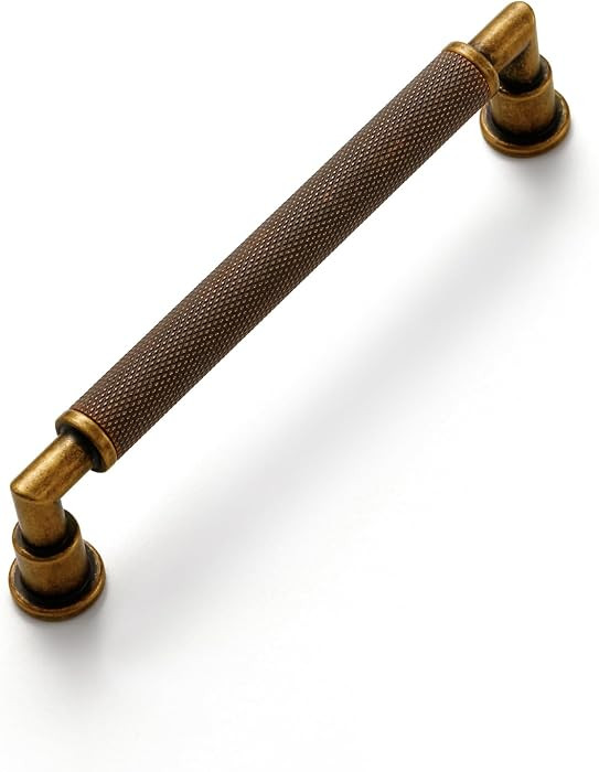 10 Pack Antique Brass Cabinet Pulls 5" Hole Center Knurled Vintage Drawer Pulls Bathroom Dresser ... | Amazon (US)