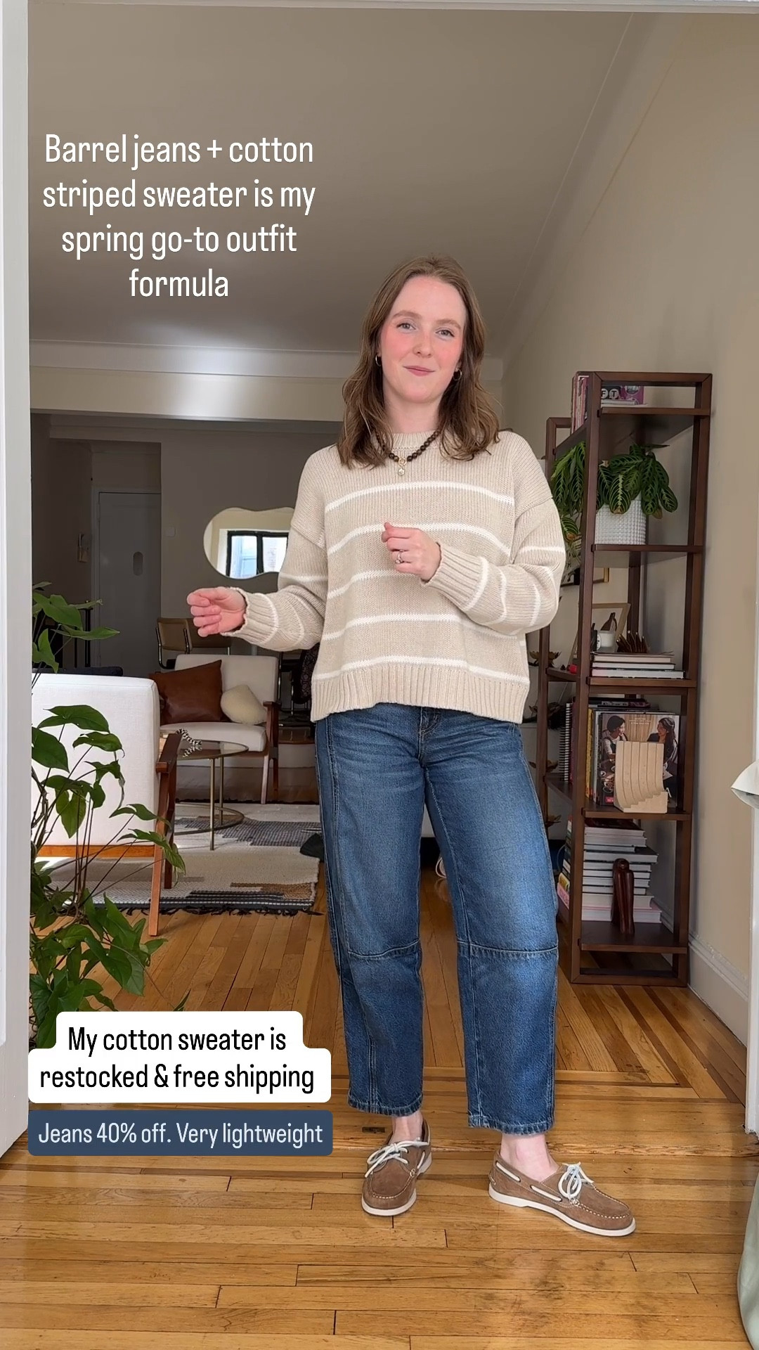 Comfy casual spring look for petites. Cotton sweater restocked! Free shipping wearing xs. Jeans 25 petite I’m 5ft 2. On sale!

#LTKPetite #LTKSaleAlert