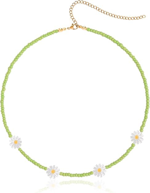Freshwater Pearl Beaded Necklace for Women Handmade Boho Colorful Glass Beads Choker Necklace Sta... | Amazon (US)