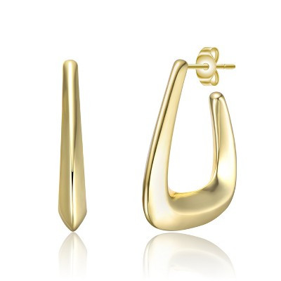 Guili 14K Gold Plated 3/4 Irregular Box-Shaped Hoop Earrings | Target