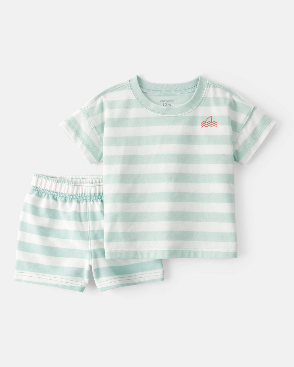 Baby Boy 2-Piece Shark Striped Top & Short Set - Blue/Ivory | Carter's Inc
