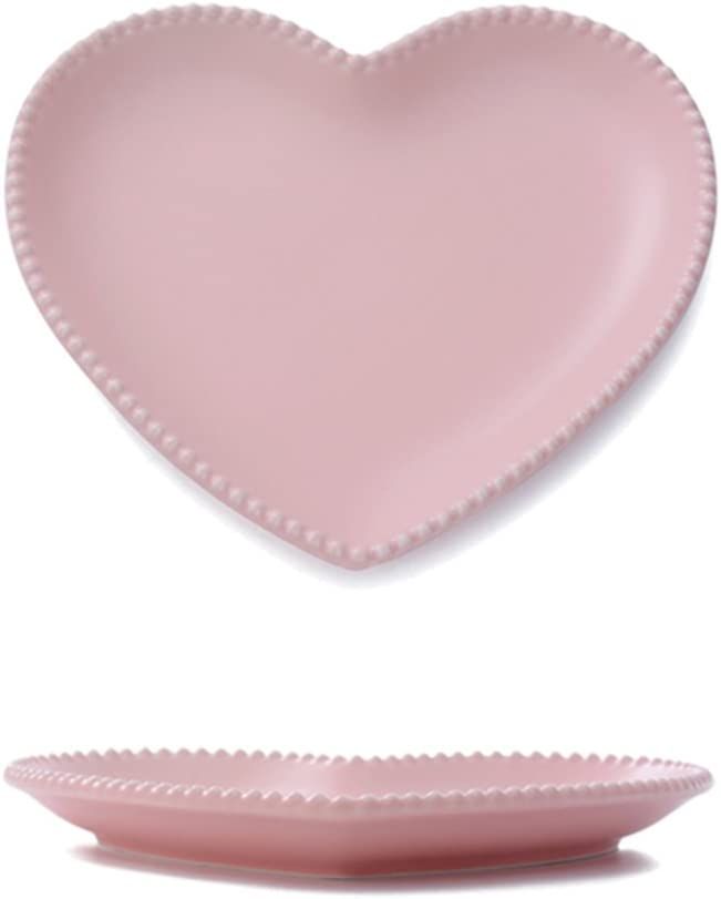 CHOOLD Elegant Ceramic Heart Shaped Dessert Plate for Kitchen Party, 7 Inch - 1 PCS | Amazon (US)