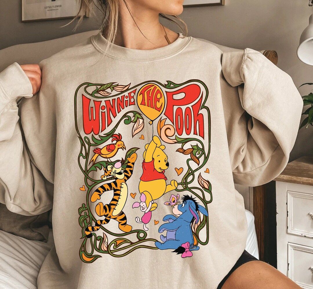Retro Winnie the Pooh Sweatshirt, Disney Pooh Piglet Eeyore Tigger Shirt, Walt Disney Tee, Disney... | Etsy (US)