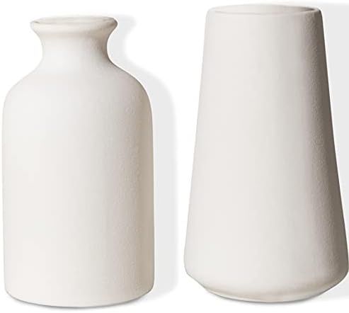 Chaumiere Set of 2- Classic White Ceramic Vases, Tall vases for Flowers, for Living Room Decorations | Amazon (US)