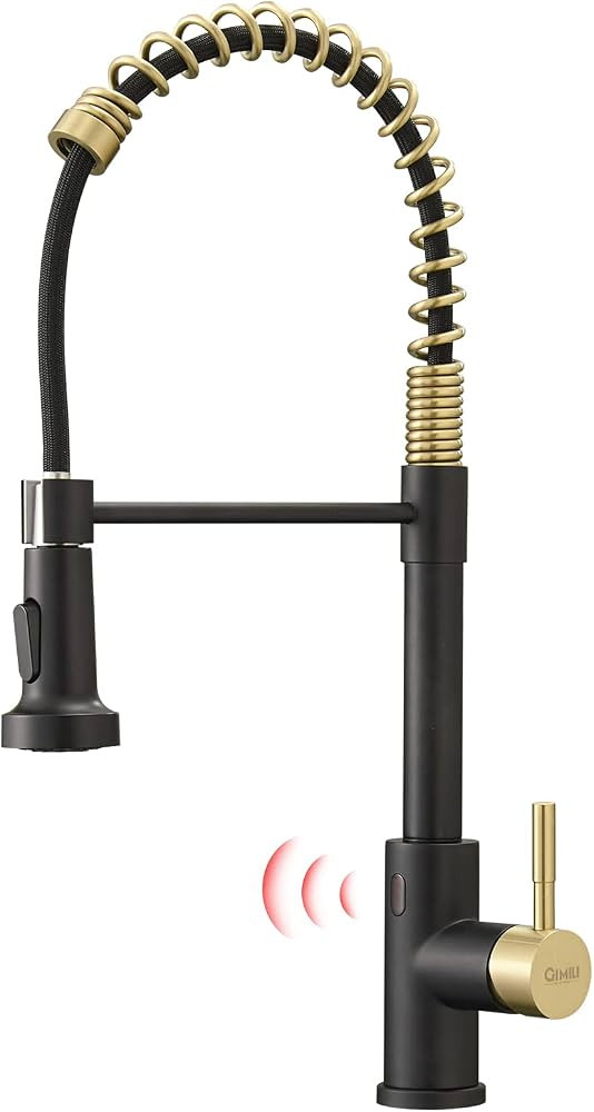 GIMILI Black and Gold Touchless Kitchen Faucet with Pull Down Sprayer, Motion Sensor Smart Hands-... | Amazon (US)