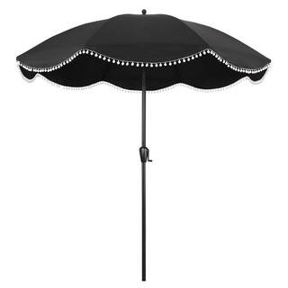 9 ft. Round Market Patio Umbrella in Black | The Home Depot