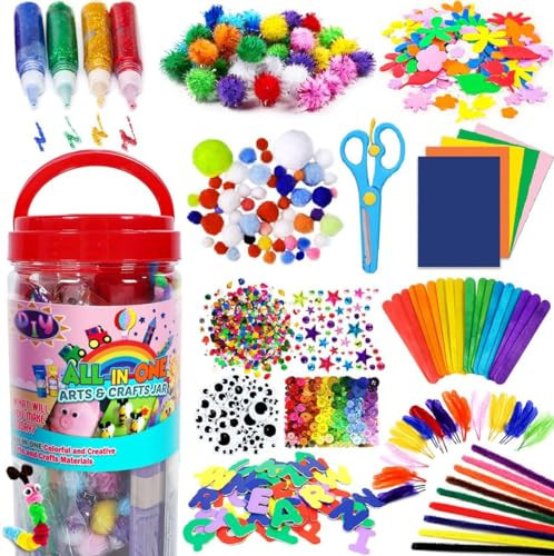 FUNZBO Arts and Crafts Supplies for Kids - Craft Kit with Glitter Glue Stick, Pipe Cleaners Pom Poms Craft Tools, DIY School Supplies Kit, Girls Toys, Birathday Gifts for Girls Boys Age 4+ | Amazon (US)
