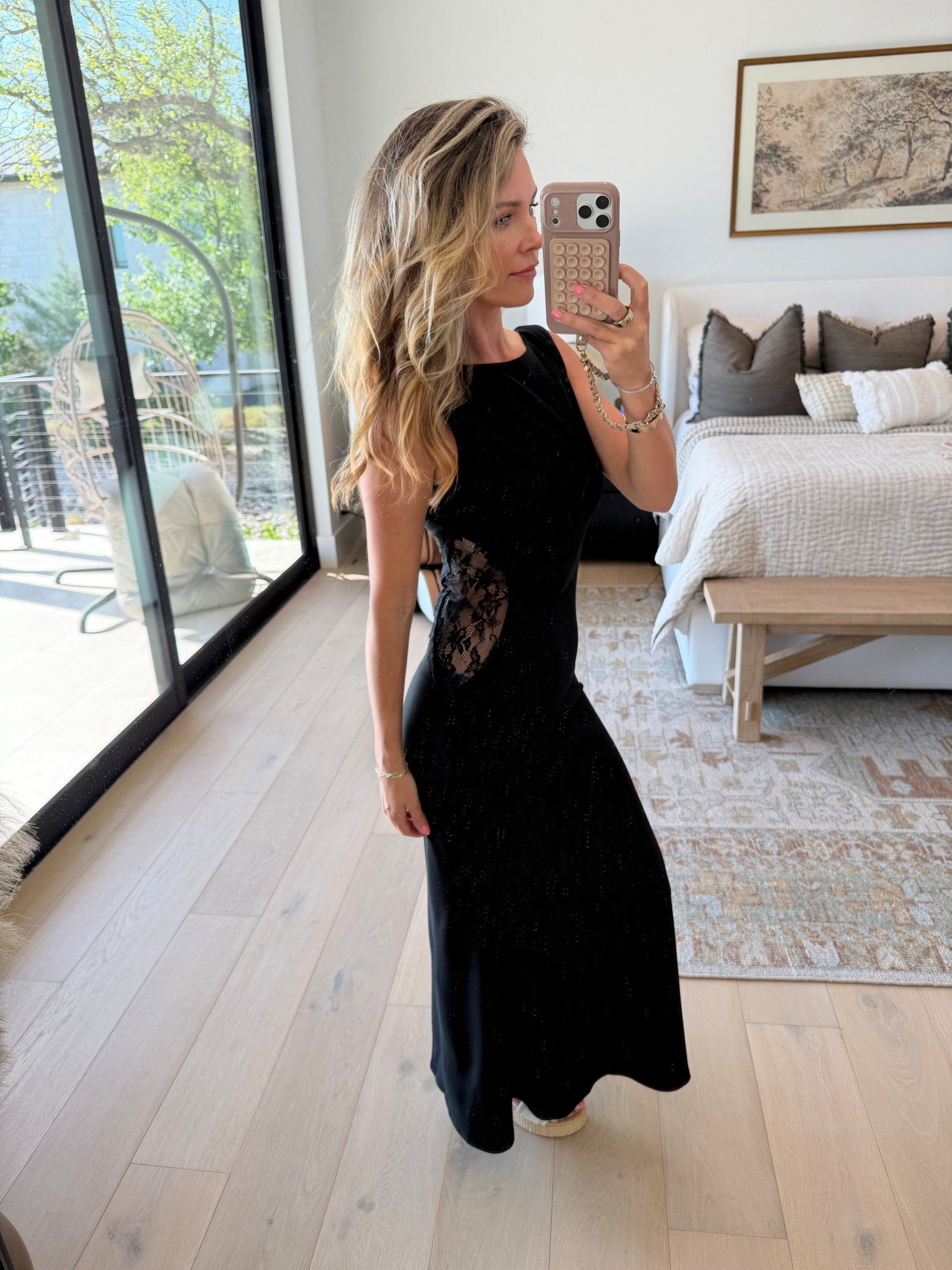 Petal + Pup try on haul! I have some really great and affordable spring Easter dress or spring wedding dress options to share! 

If you need a black tie wedding or cocktail dress this one is so pretty! Love the lace cutout detail and the boat neckline! Wearing size XS 