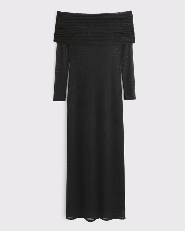 Off-The-Shoulder Rhinestone Maxi Dress | Abercrombie & Fitch (US)