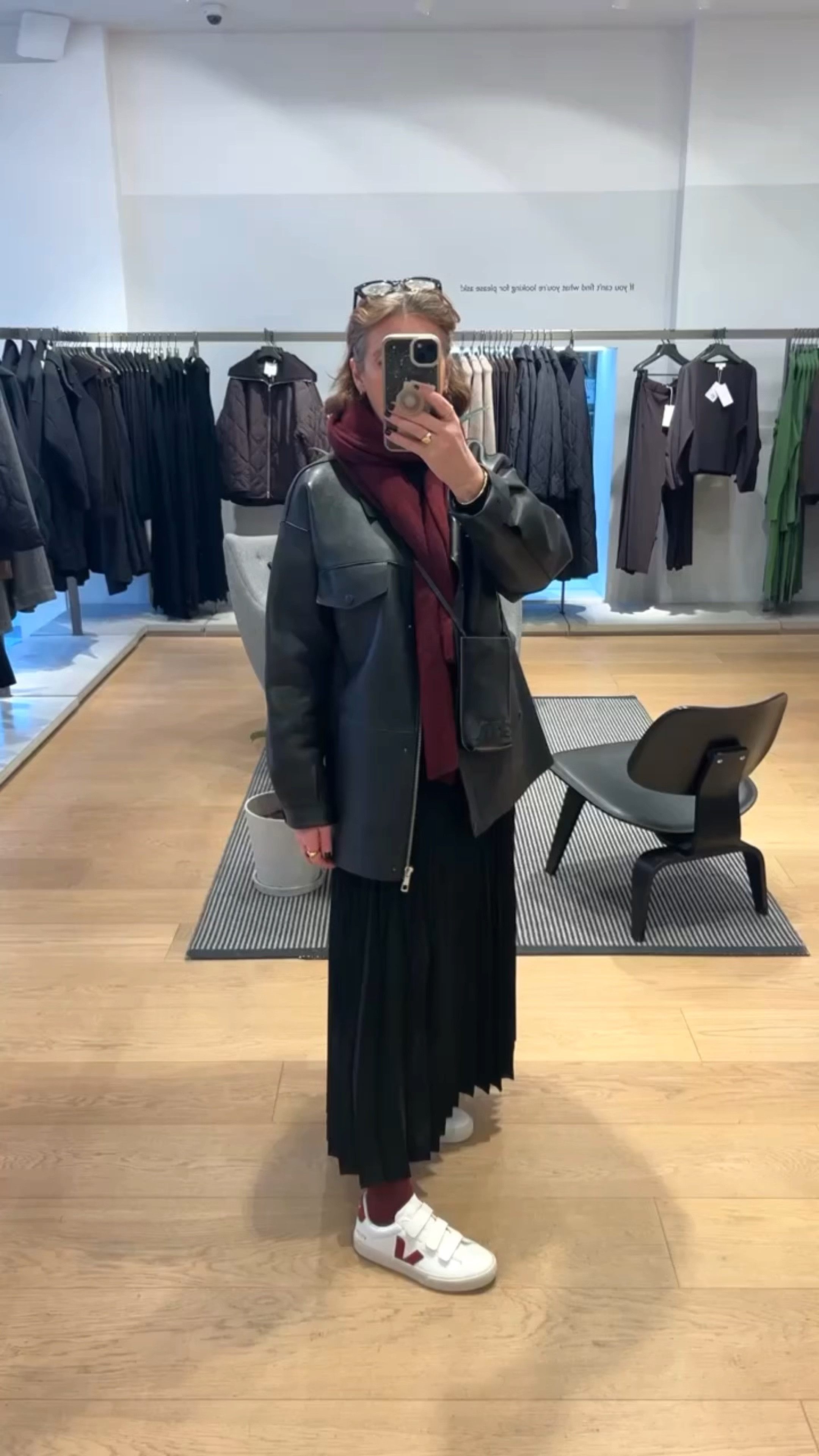 Styling my Cos pleated skirt 
Leather Havket
Trainers 

#LTKVideo #LTKstyletip #LTKover40