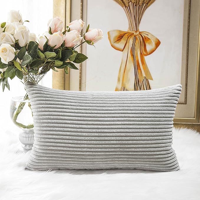 Home Brilliant Plush Velvet Corduroy Striped Rectangular Throw Pillow Cover Pillow Case Cushion C... | Amazon (US)