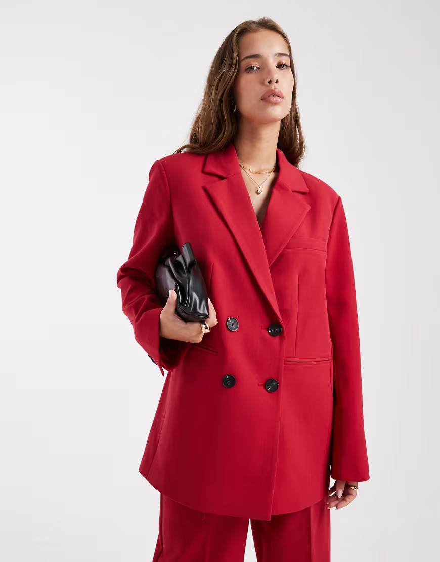 YAS tailored double breasted blazer co-ord in red | ASOS (Global)