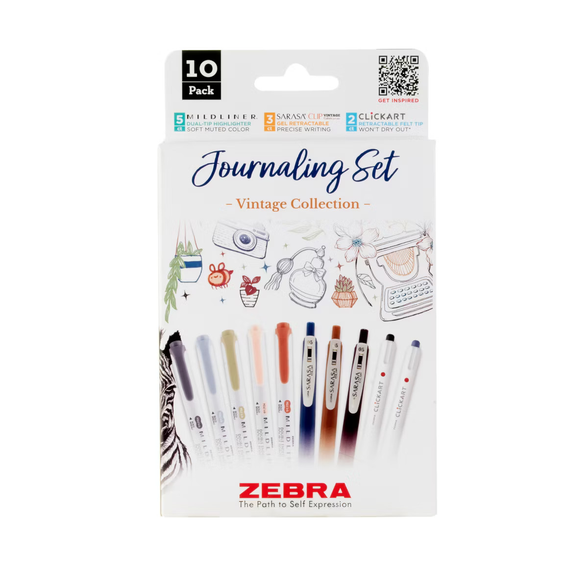 12pk Zebra Vintage Journaling Marker Set | Target