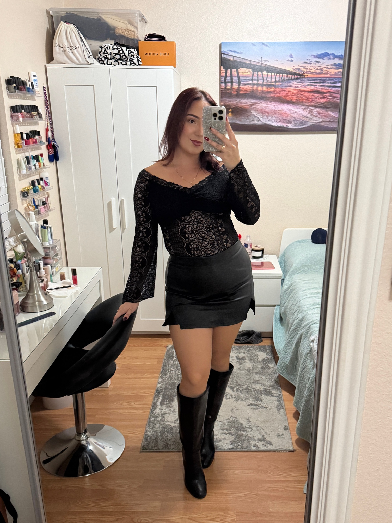 Black leather skirt and lace tops 🖤🤌🏼

#LTKStyleTip