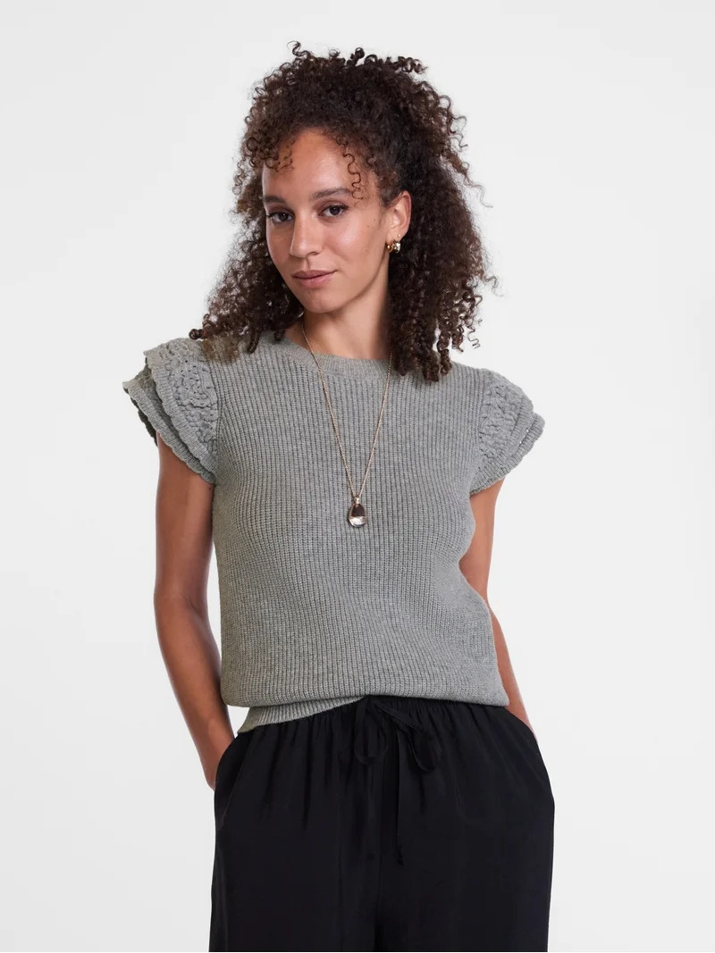 Scenario Women's Sweater with Flutter Sleeves, Lightweight, Sizes XS-XXXL | Walmart (US)
