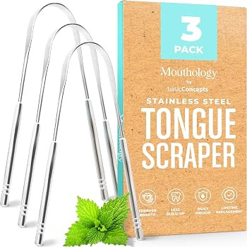 BASIC CONCEPTS Tongue Scraper (3 Pack), Reduce Bad Breath (Medical Grade), Stainless Steel Tongue... | Amazon (US)