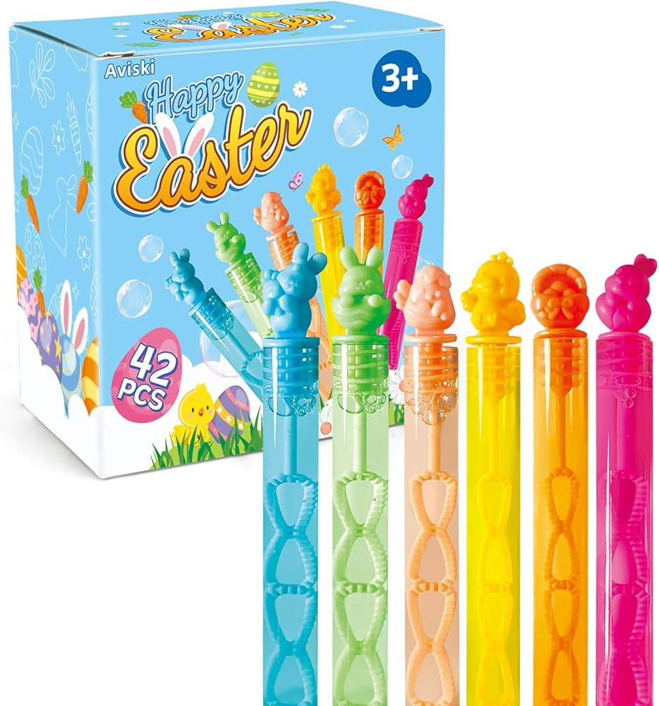 42Pcs Easter Day Bubble Wands, Mini Bubble Wands for Party Favors, Easter Colorful Gift Toys for ... | Amazon (US)