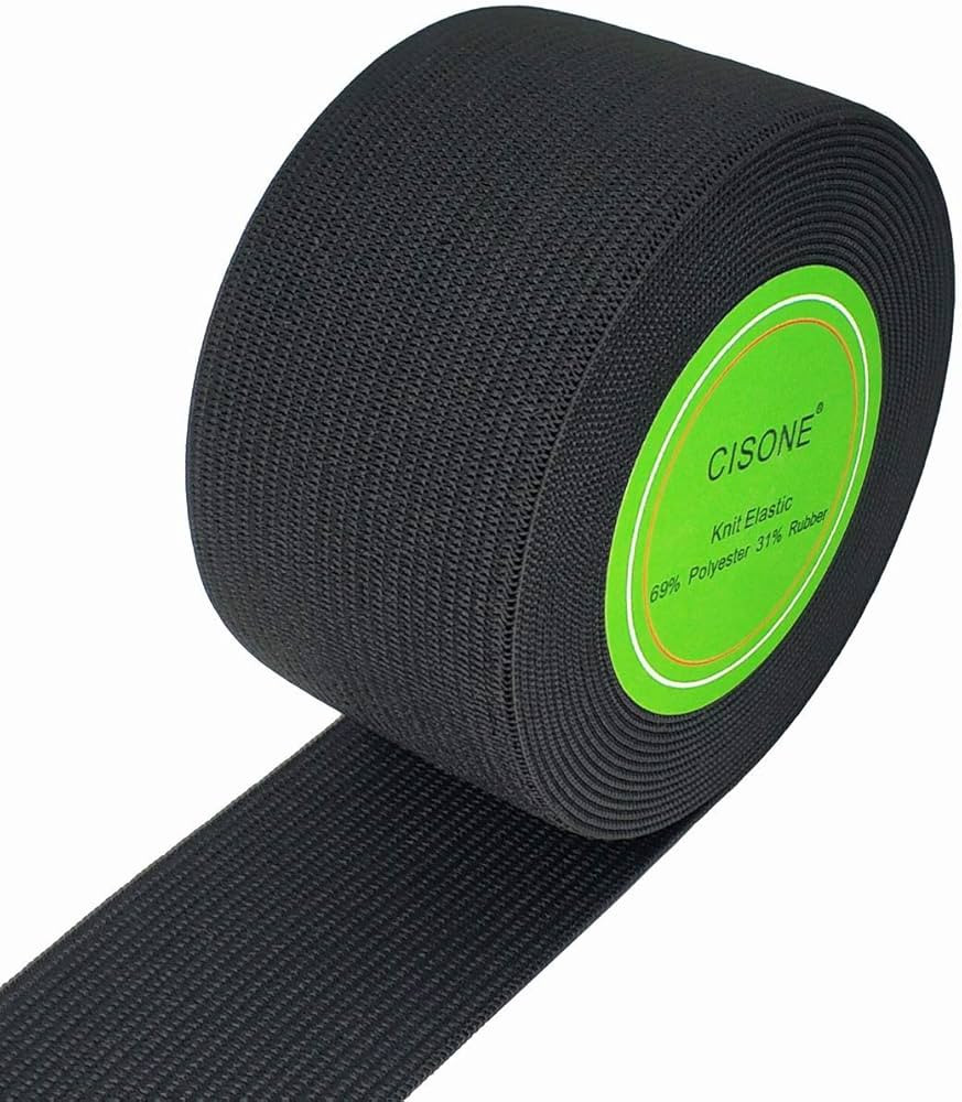 Knit Elastic 1.5 Inch Wide Black Heavy Stretch High Elasticity Knit Elastic Band 5 Yards | Amazon (US)