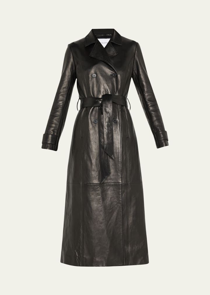 FRAME Belted Leather Trench Coat | Bergdorf Goodman