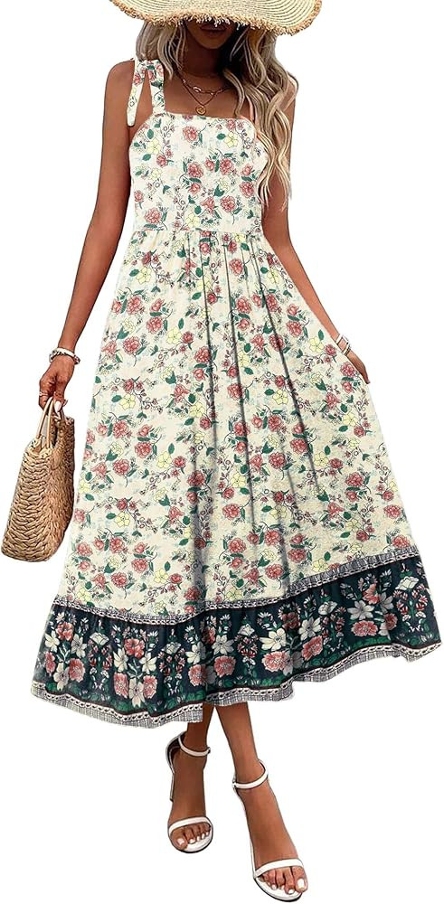 Zeagoo Women Summer Maxi Dress with Pockets 2025 Spaghetti Strap Sundress Casual Flowy Boho Dress... | Amazon (US)