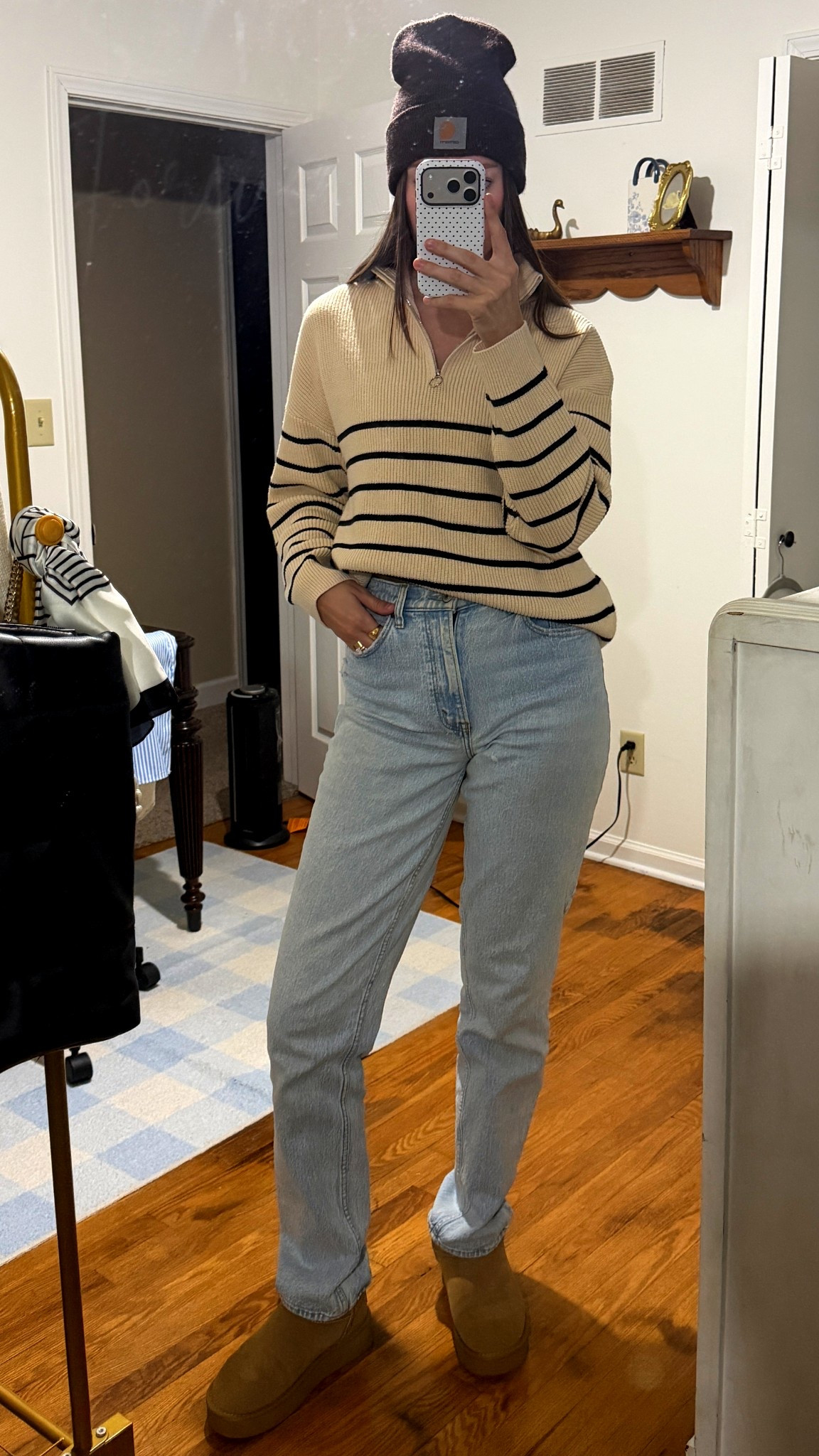 Easy winter outfit for running errands and working from home. Wearing a medium in this pullover sweater, so it hits me right past my hips❄️ Winter fashion, winter outfits, pullover sweater. 

#LTKTall #LTKSeasonal #LTKootd