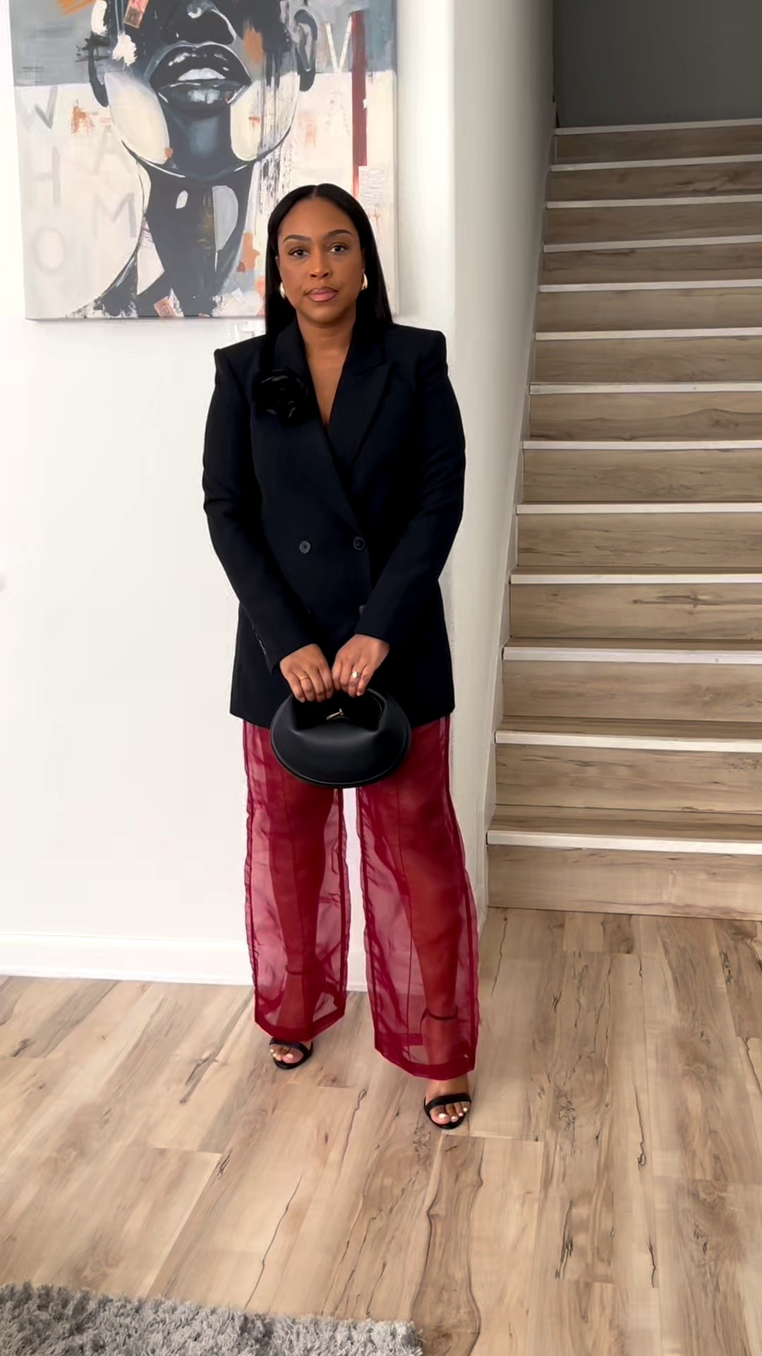 Black blazer and sheer burgundy pants! Chic and classic look🖤

#LTKootd #LTKSeasonal #LTKFindsUnder100