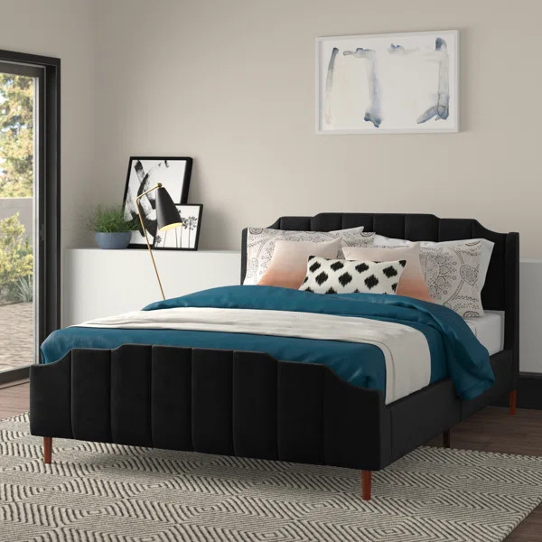 Allyson Queen Size Modern Curved Upholstered Bed | Wayfair North America
