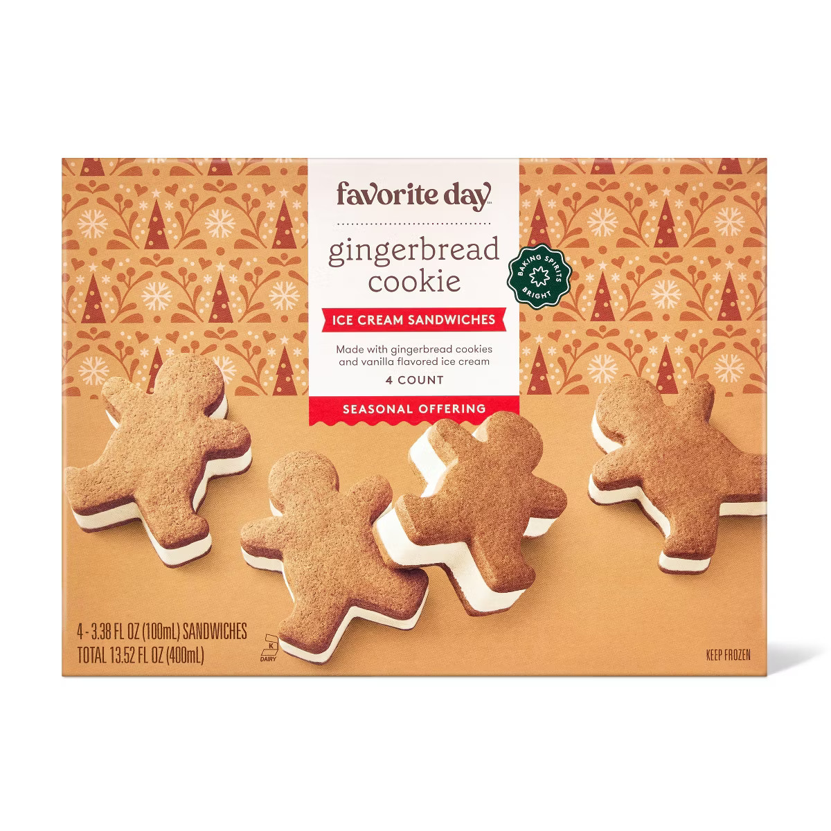 Gingerbread Ice Cream Sandwich - 14.56oz/4ct - Favorite Day™ | Target