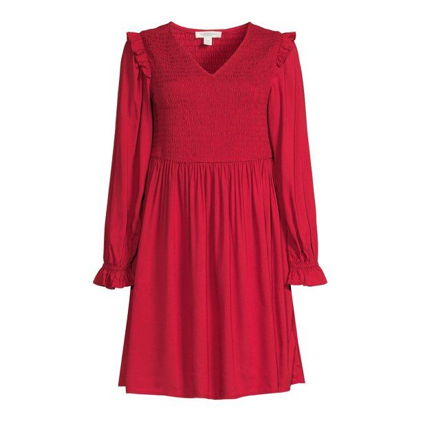 BeachLunchLounge Longsleeve Babydoll Dress, Womens - Walmart.com | Walmart (US)