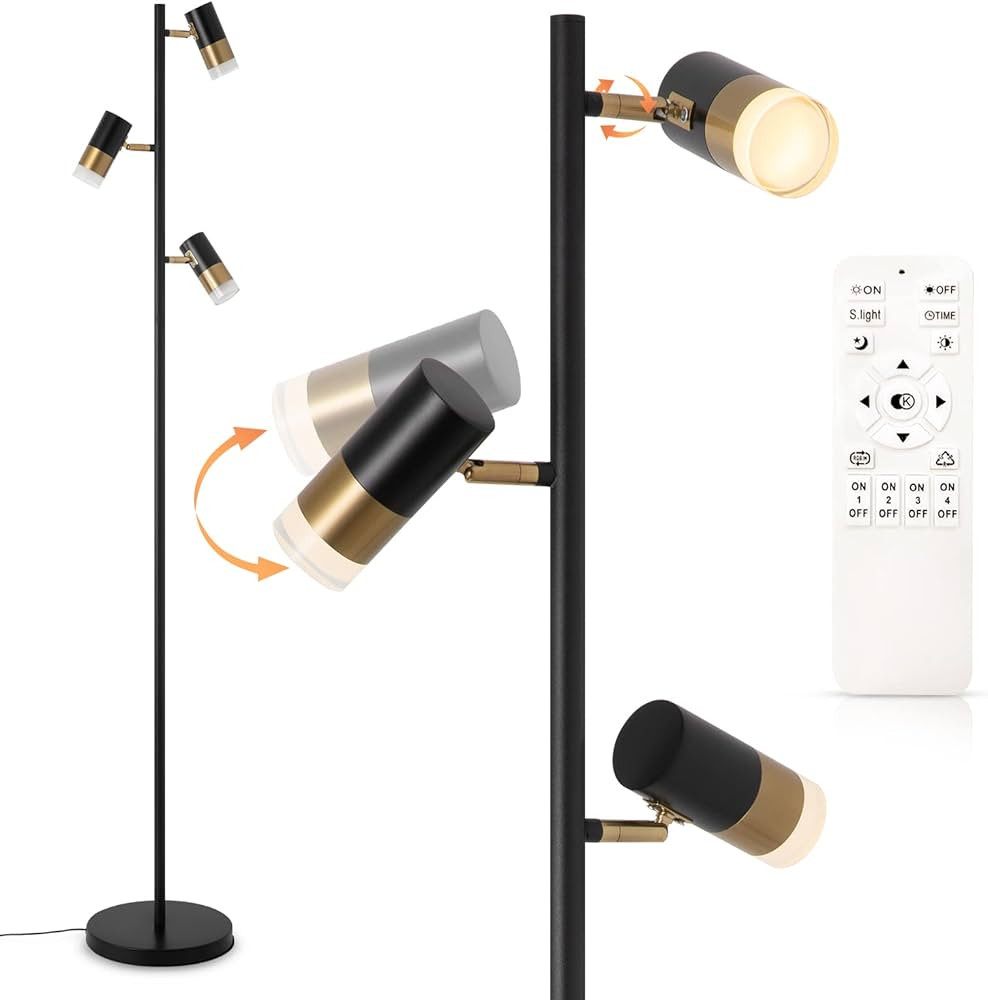 ADISUN LED Tree Floor Lamp for Living Room,Bedroom Black Standing Floor Lamp for Office,Bedroom,D... | Amazon (US)