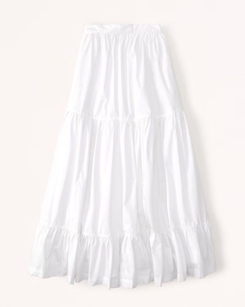 Women's Resort Tiered Poplin Maxi Skirt | Women's Bottoms | Abercrombie.com | Abercrombie & Fitch (US)