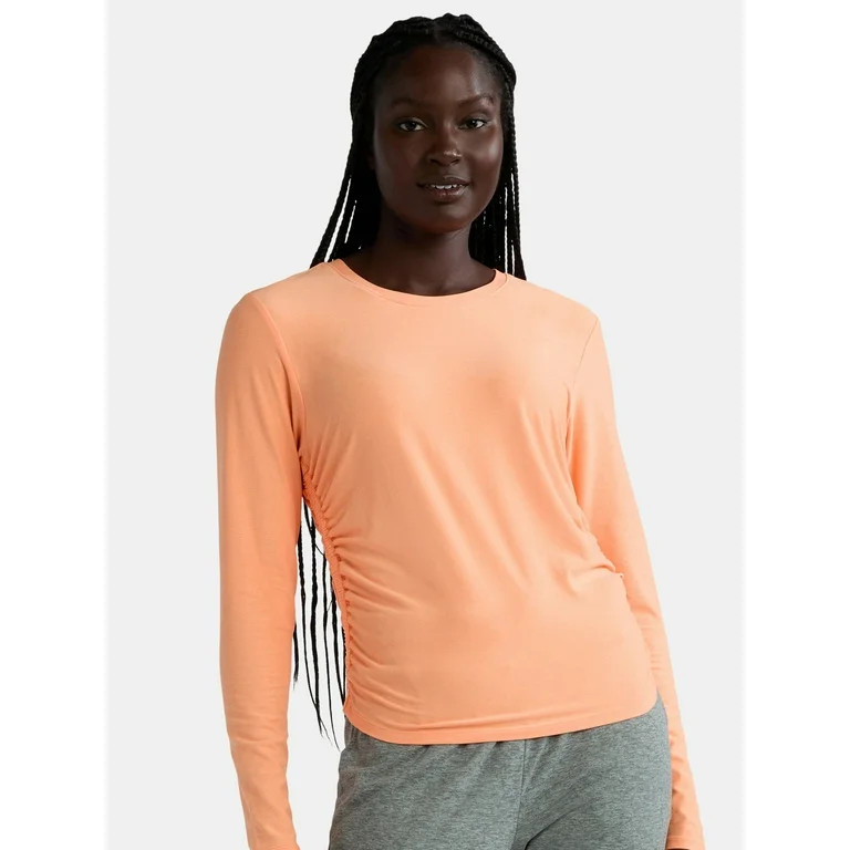 Athletic Works Women's and Women's Plus ButterCore Ruched Performance Tee with Long Sleeves, Size... | Walmart (US)
