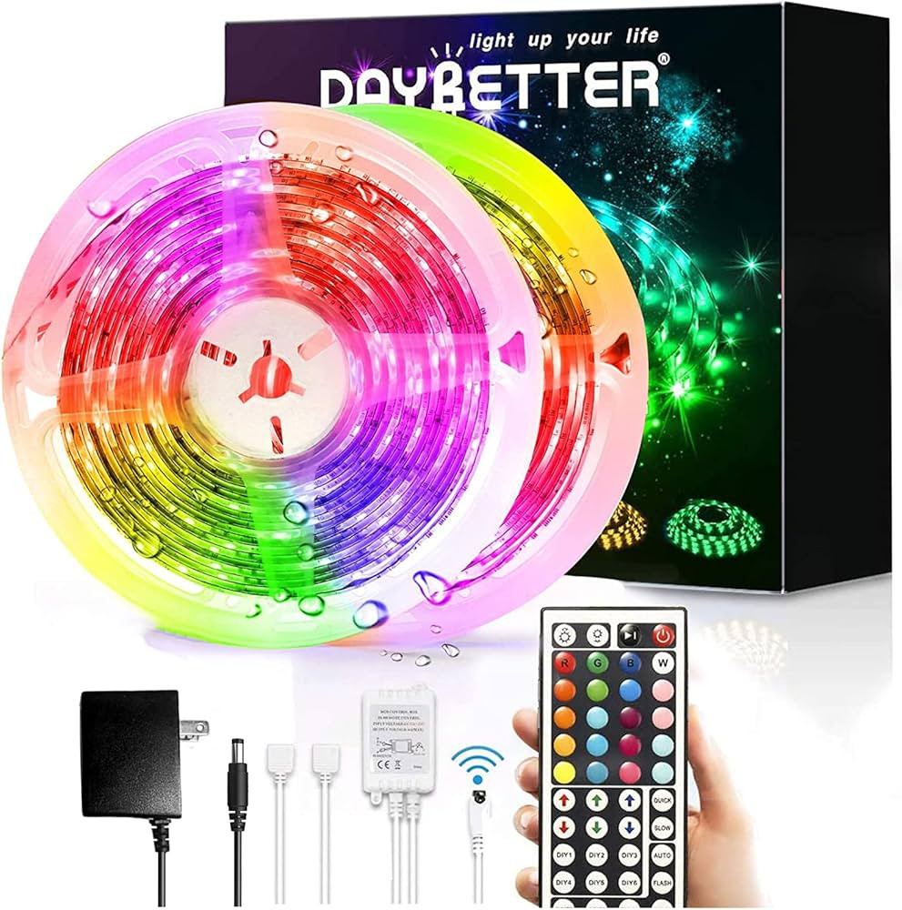 DAYBETTER Led Strip Lights Waterproof, 32.8ft(2 Rolls of 16.4ft) Led Tape Lights Color Changing 3... | Amazon (US)