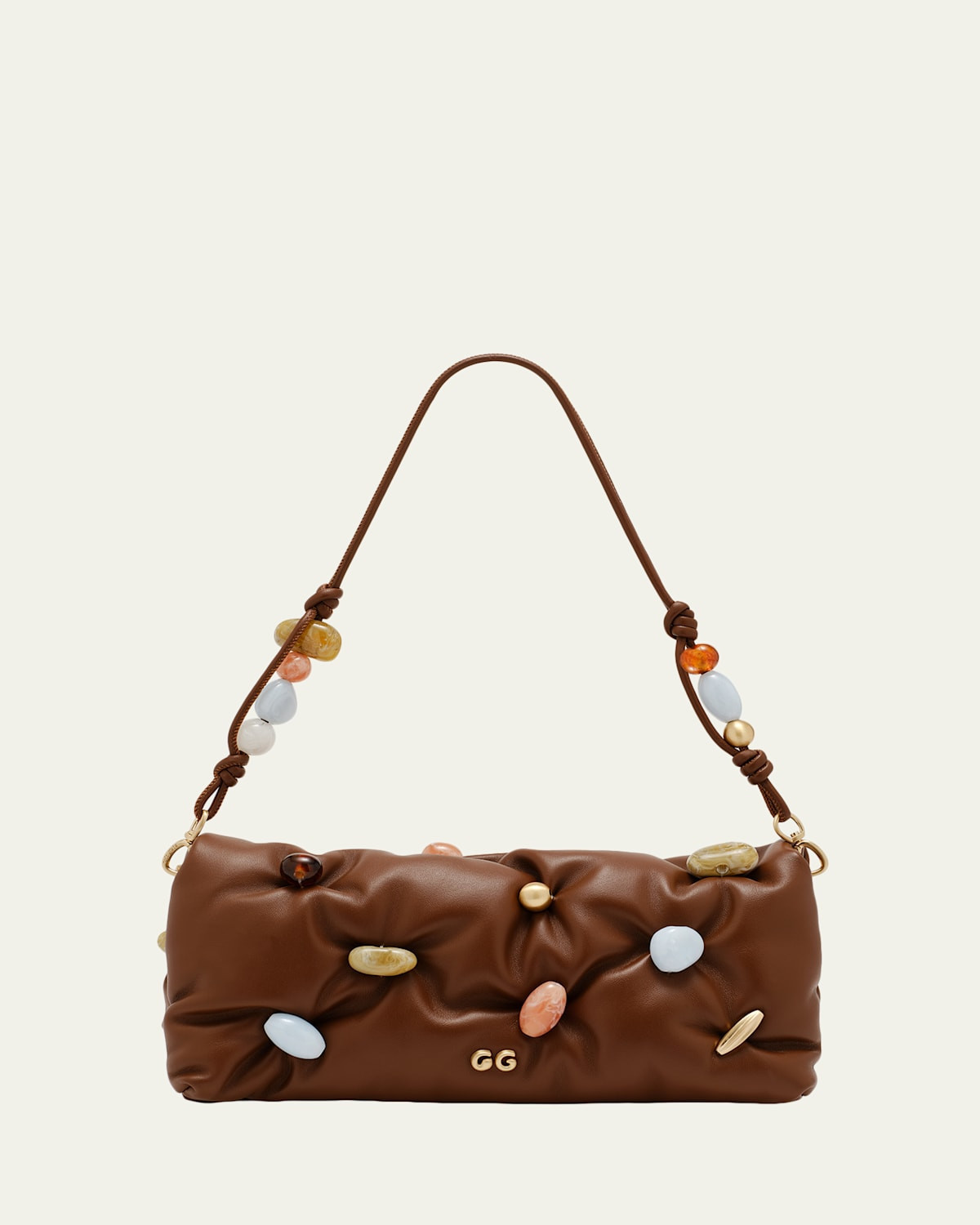 Amalia Acrylic Bead-Embellished Leather Clutch Bag | Bergdorf Goodman