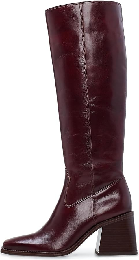 VOMIRA Knee High Boots Women Wide Calf Boots for Women Square Toe Tall Boots Chunky Heel Leather ... | Amazon (US)