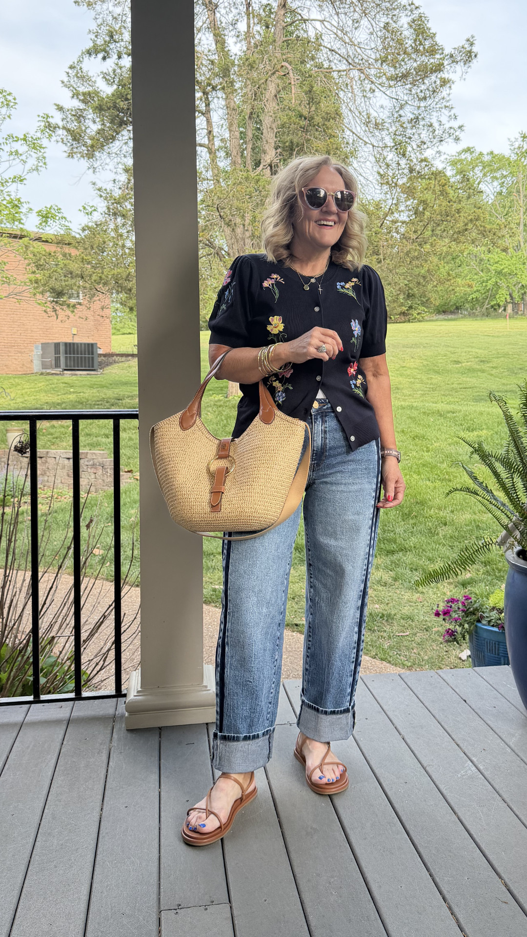 Want to look pulled together without trying too hard? This combo does it for you.

Lightweight button-front top gives shape without clinging
Straight-leg denim keeps it modern but still comfortable
Easy sandals + woven bag finish the look without overthinking it

Wearing a medium top and size 28 jeans — both true to size with a relaxed, easy fit.

Perfect for everyday outings, travel, or casual plans when you still want to feel like yourself.

If you’ve been stuck in tees and leggings, this is your simple upgrade. 🫶🏻 

 #LTKootd #LTKSeasonal #LTKOver40