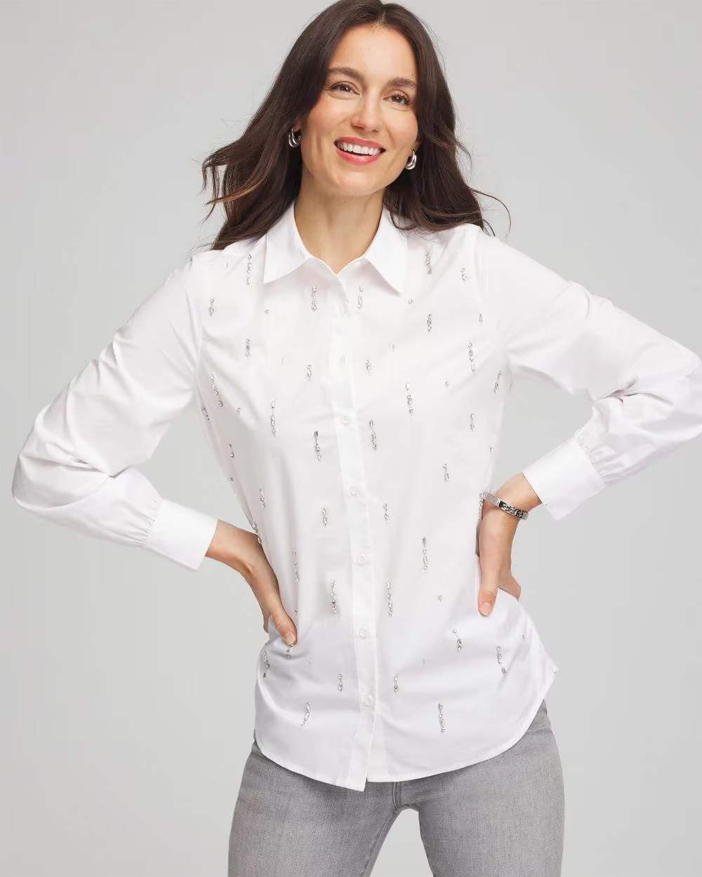 Jeweled Poplin Shirt | Chico's