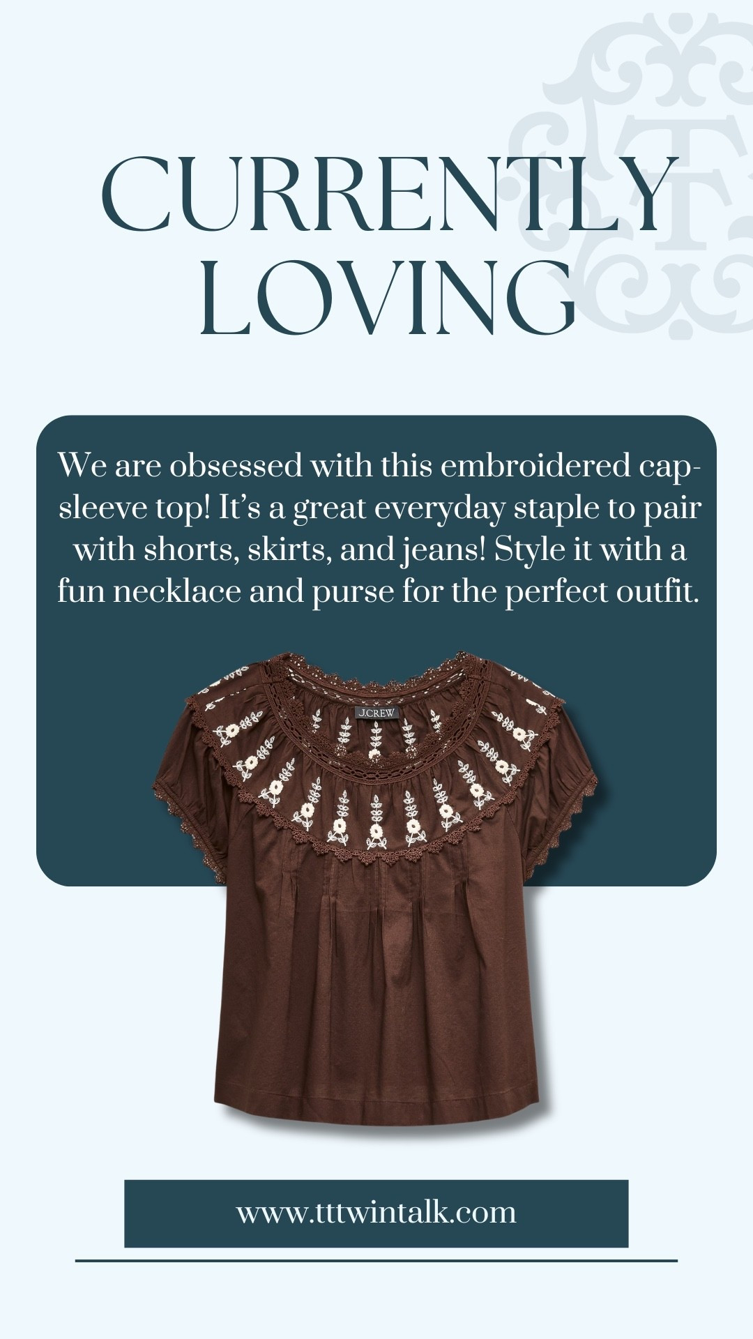 We are obsessed with this embroidered cap-sleeve top! It’s a great everyday staple to pair with shorts, skirts, and jeans! Style it with a fun necklace and purse for the perfect outfit.

#LTKootd #LTKgrwm #LTKdayinmylife