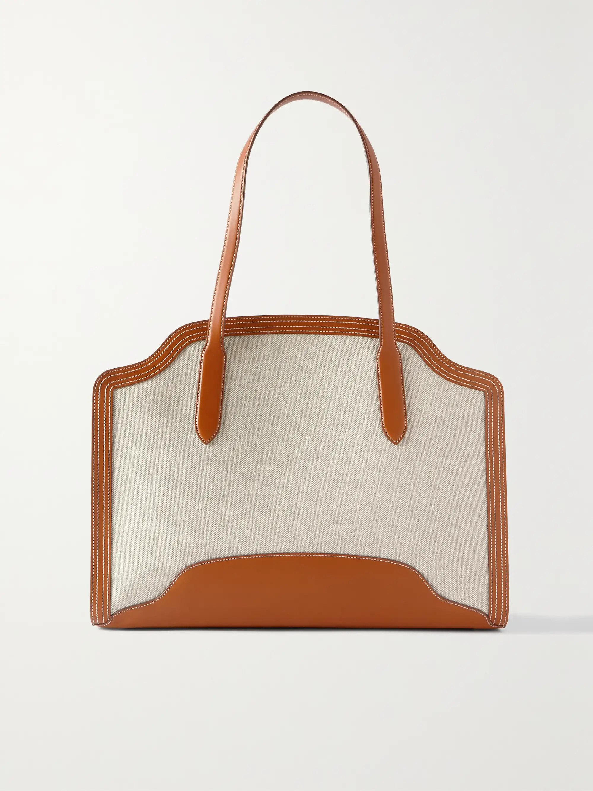 Alba leather-trimmed canvas tote | NET-A-PORTER (US)