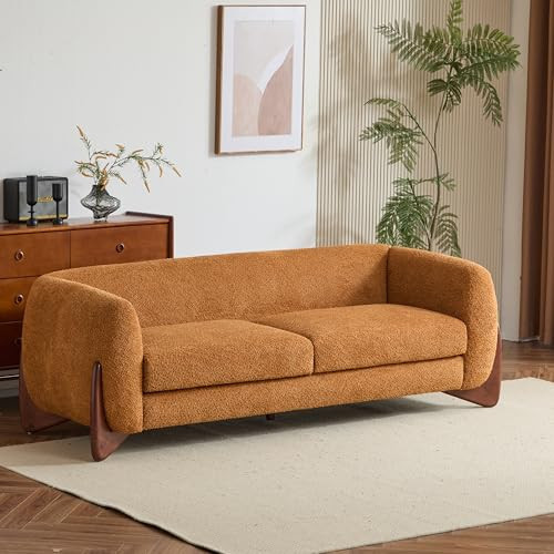 Christopher Knight Home Almab 82 Inches Sofa Couch, Cozy Boucle Upholstered 3-Seater Sofa, Wood Frame Couch, Comfy Couches for Living Room and Office, Modern Sofa, Caramel Brown | Amazon (US)