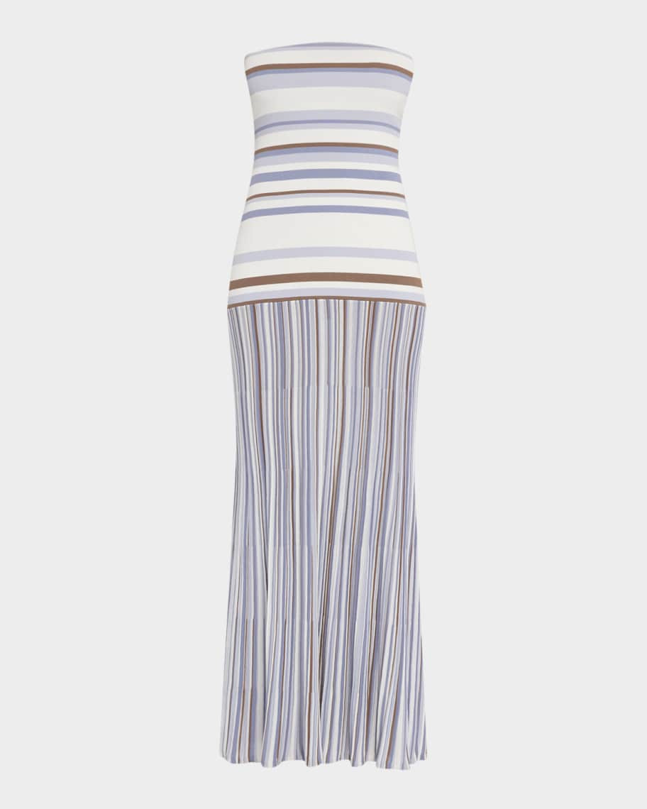Citara Striped Strapless Midi Dress | Neiman Marcus