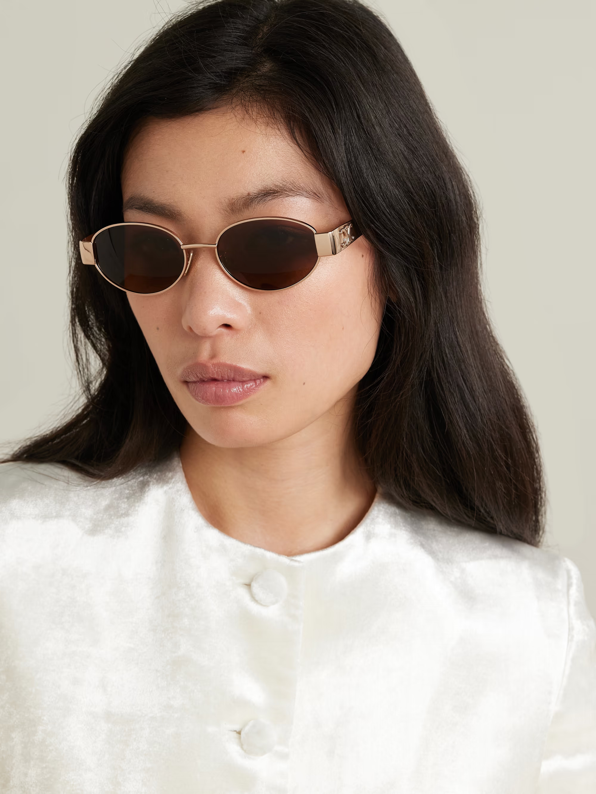 Oval-frame rose gold-tone and tortoiseshell acetate sunglasses | NET-A-PORTER (US)