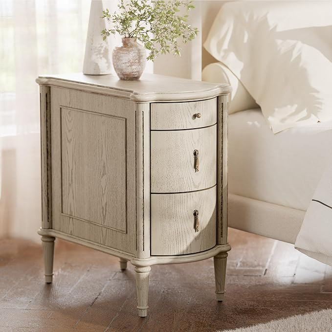 STO'SENSE Nightstand w/Charging Station & 3 Drawers, Pre-Assembled, Vintage Side Table w/Antique-... | Amazon (US)