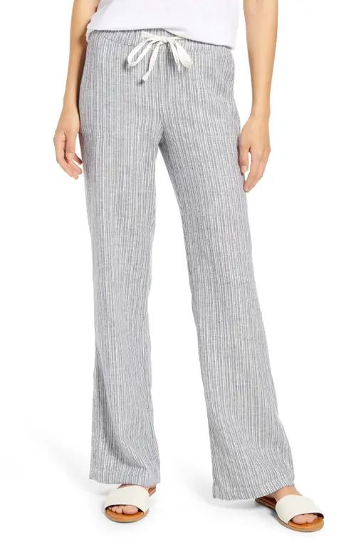 caslon(r) Stripe Linen Blend Pants in Ivory- Navy Peacoat Stripe at Nordstrom, Size Xx-Small P | Nordstrom