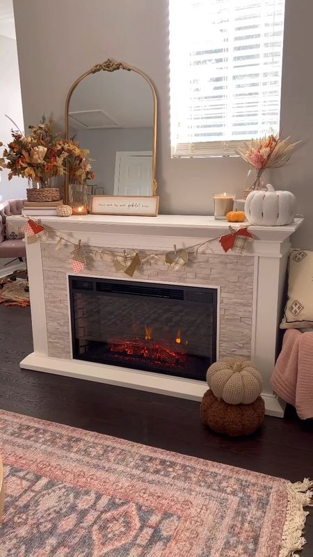 Fall home decor refresh from Walmart! Electric fireplace. #walmartpartner #walmart #walmarthome 

#LTKunder100 #LTKhome #LTKSeasonal