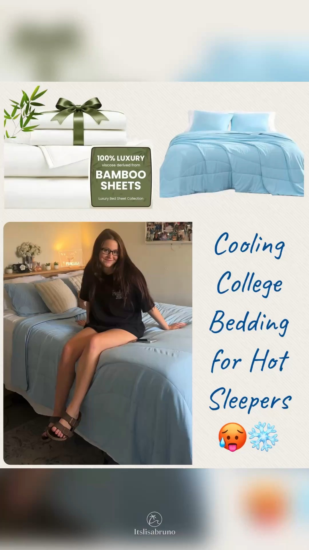 My daughter sleeps HOT 🥵 so I upgraded her college bedding with bamboo sheets + this lightweight cooling comforter. Both are SO silky, cool & comfortable! ❄️🩵 

Perfect for hot sleepers! Linked below 🔗

#LTKHome #LTKFinds #CollegeDorm #DormRoom #CollegeEssentials #CoolingBedding #BambooSheets #HotSleepers #DormEssentials #AmazonFinds #BedroomRefresh #SummerBedding

#LTKmomlife #LTKU #LTKHome
