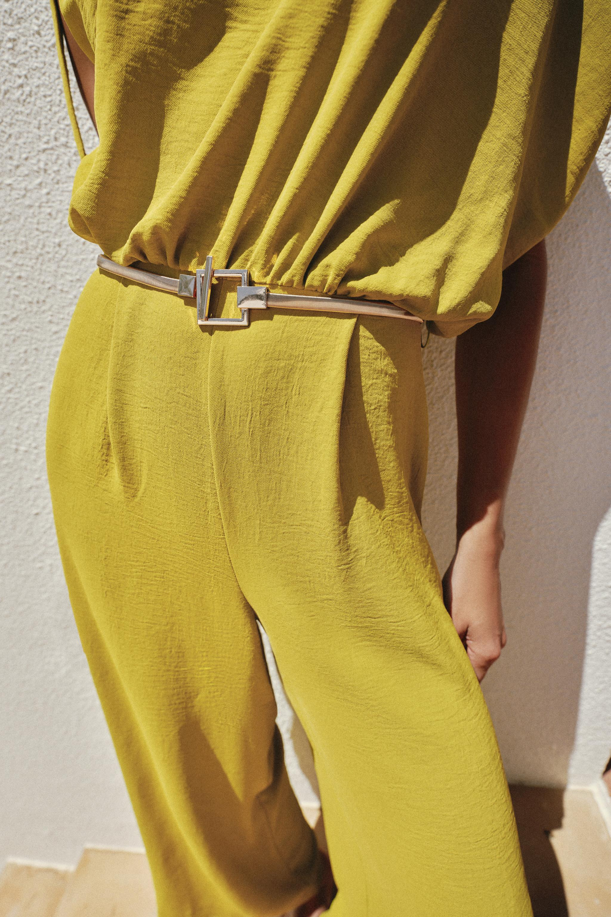 ASYMMETRIC SLEEVE BELTED JUMPSUIT | Zara US