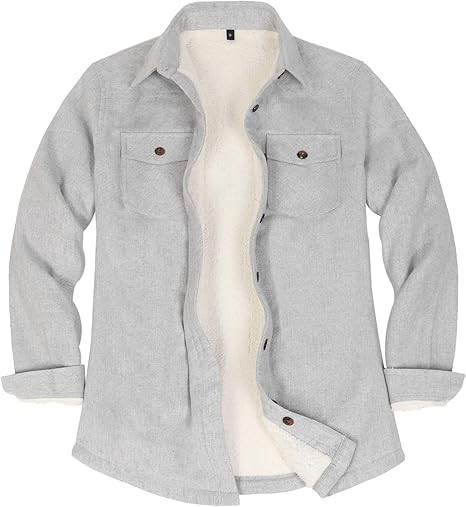 ThCreasa Womens Sherpa Lined Flannel Jacket with Hand Pockets, Plaid Button Down Fuzzy Shirt Jack... | Amazon (US)