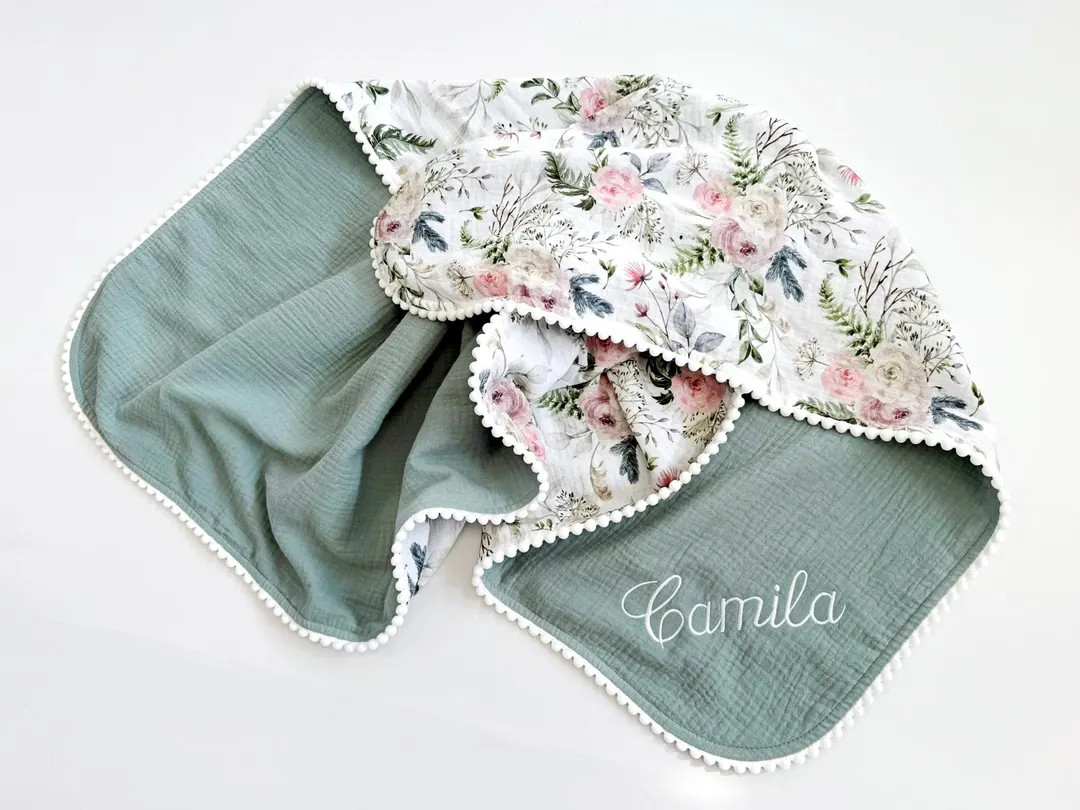 Personalised Baby Blanket From Organic Cotton Baby Gift for Newborn Baby Receiving Blanket Embroi... | Etsy (US)